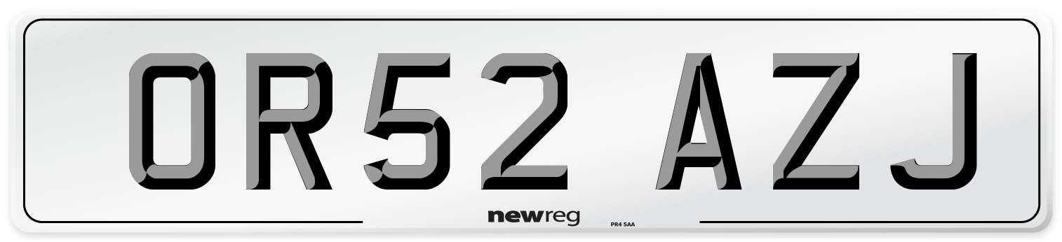 OR52 AZJ Number Plate from New Reg